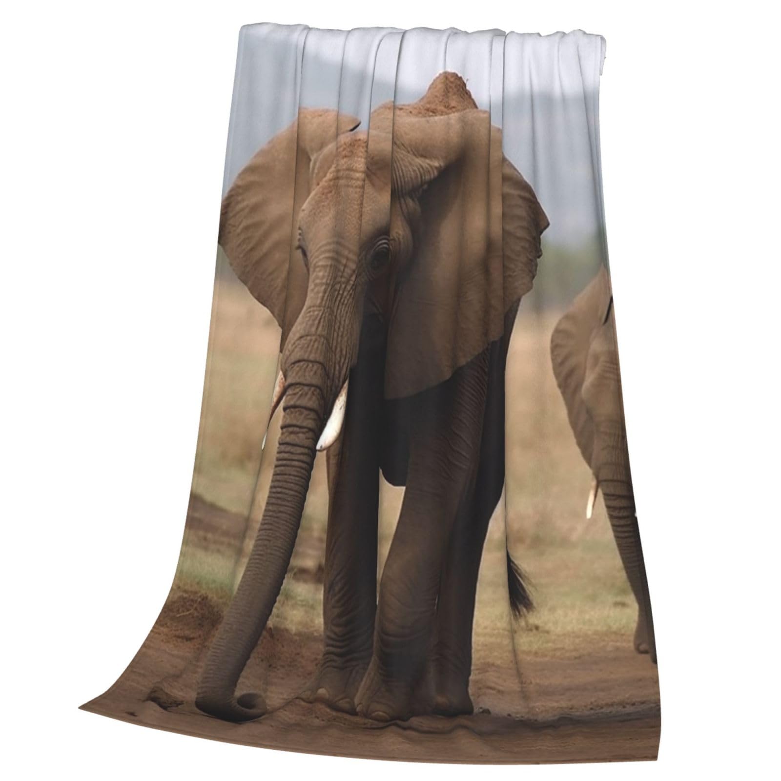 Couverture pour canapé velours flanelle au motif éléphant finition premium haut de gamme
