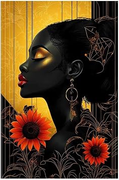 JOSUE Black Woman Canvas Wall Art Large Sexy Poster for Living Room Bedroom Hallway Kitchen Office Prints LargeTurquoise 18-20x30cm Unframed