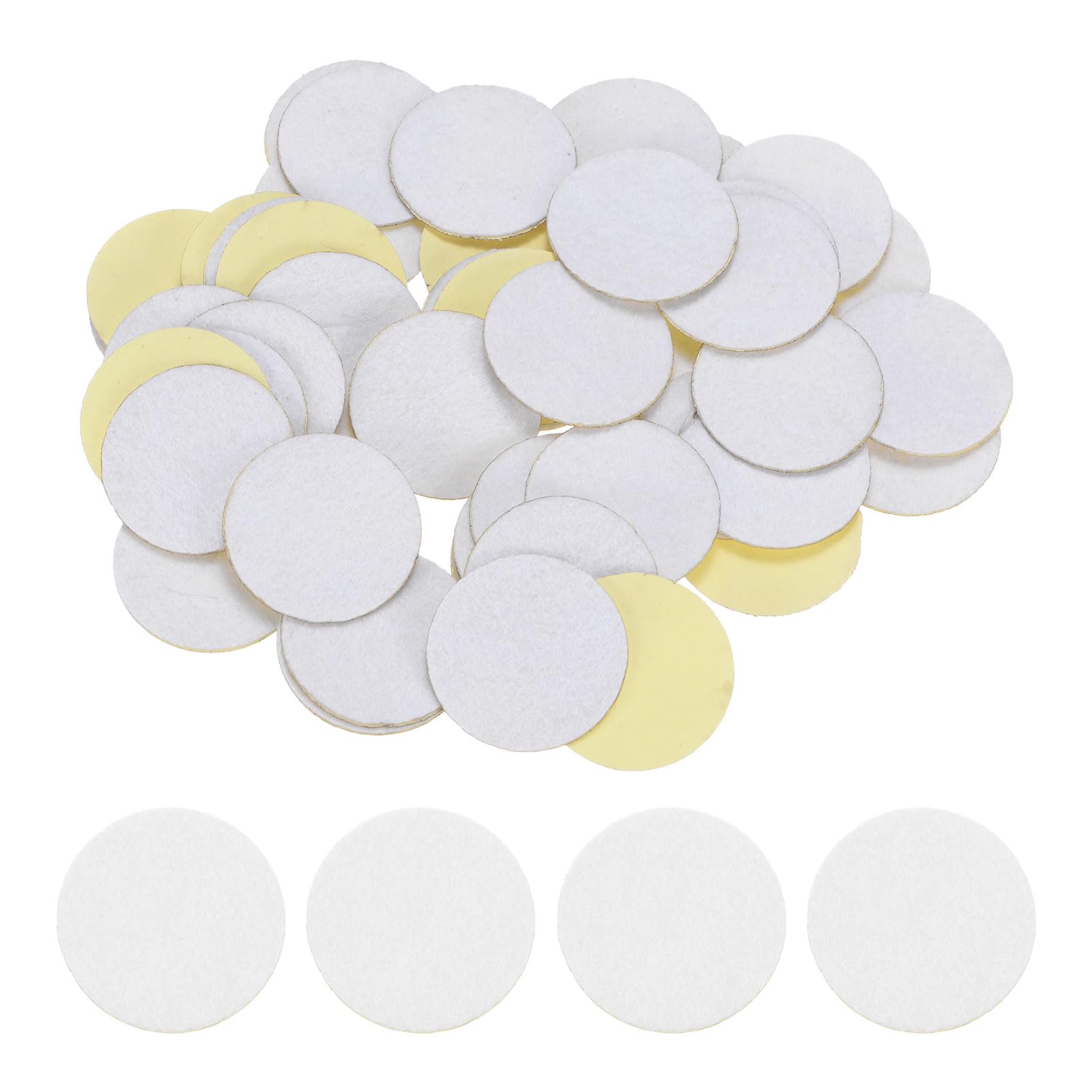 HARFINGTON 48pcs Round Adhesive Felt Circles, 35mm 1-3/8" Pre Cut Felt Craft Stickers Non-Woven Mini Felt Fabric Circles for DIY Sewing Handcraft Cut Projects Craft Finishing, White
