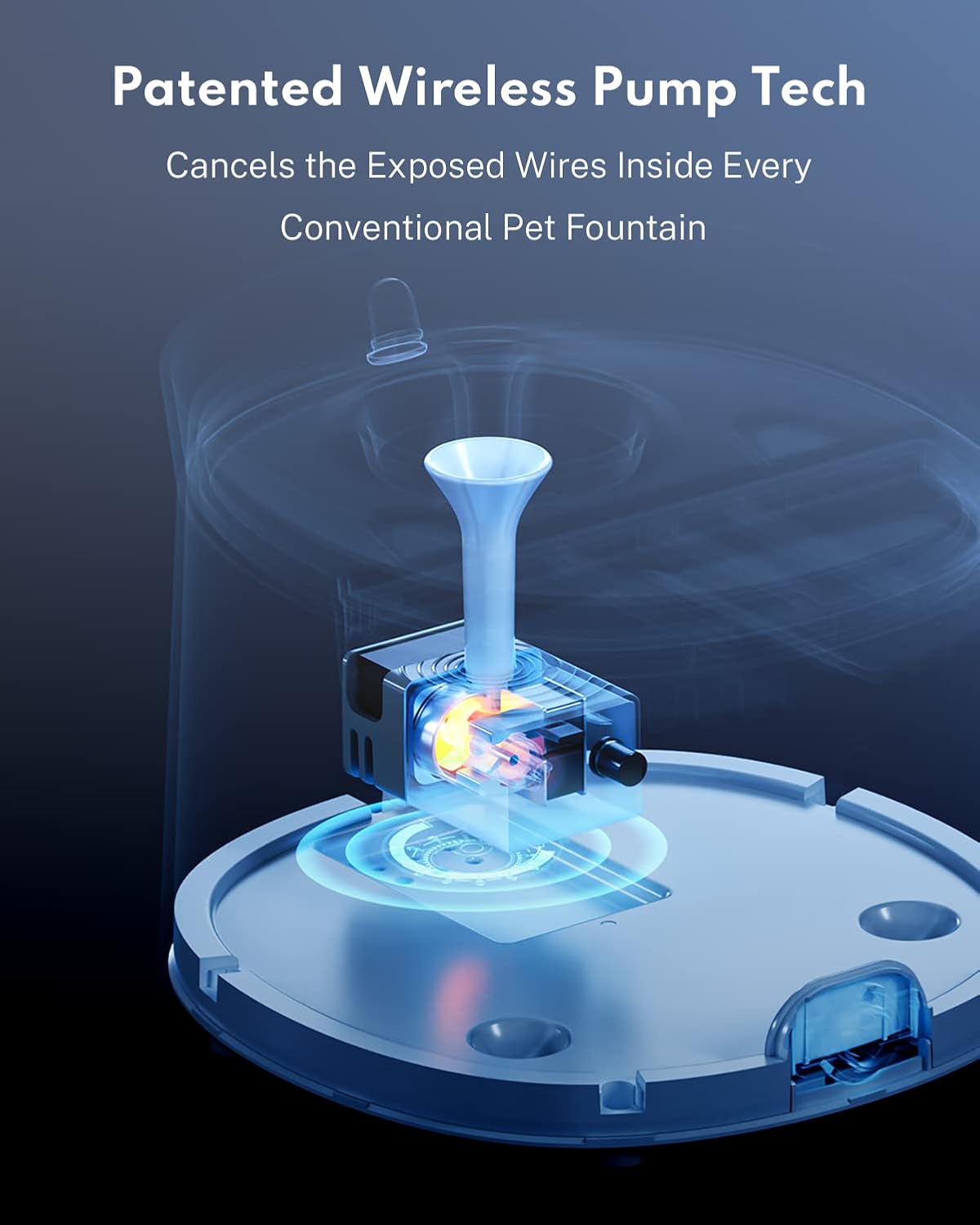 Homerunpet Cat Water Fountain with Wireless Pump, 68oz/2L Ultra Quiet Pet Water Fountain for Cats and Dogs, Easy to Clean and Assemble, Filters Included, Dual Working Mode, Smart LED Light : Pet Supplies