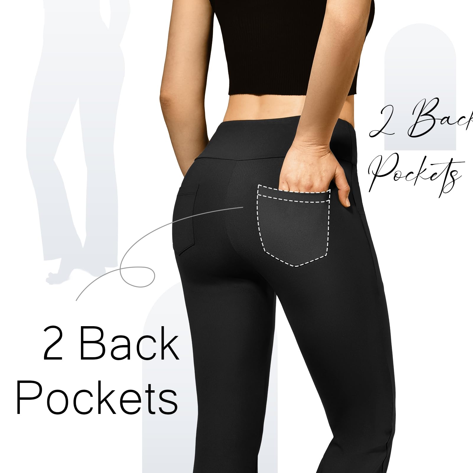 SINOPHANT Pantaloni da Yoga da Donna con 4 Tasche a Vita Alta ，Opaco Controllo della Pancia Flared Leggings per Pilates Esercizio Fitness Lavoro Casuals