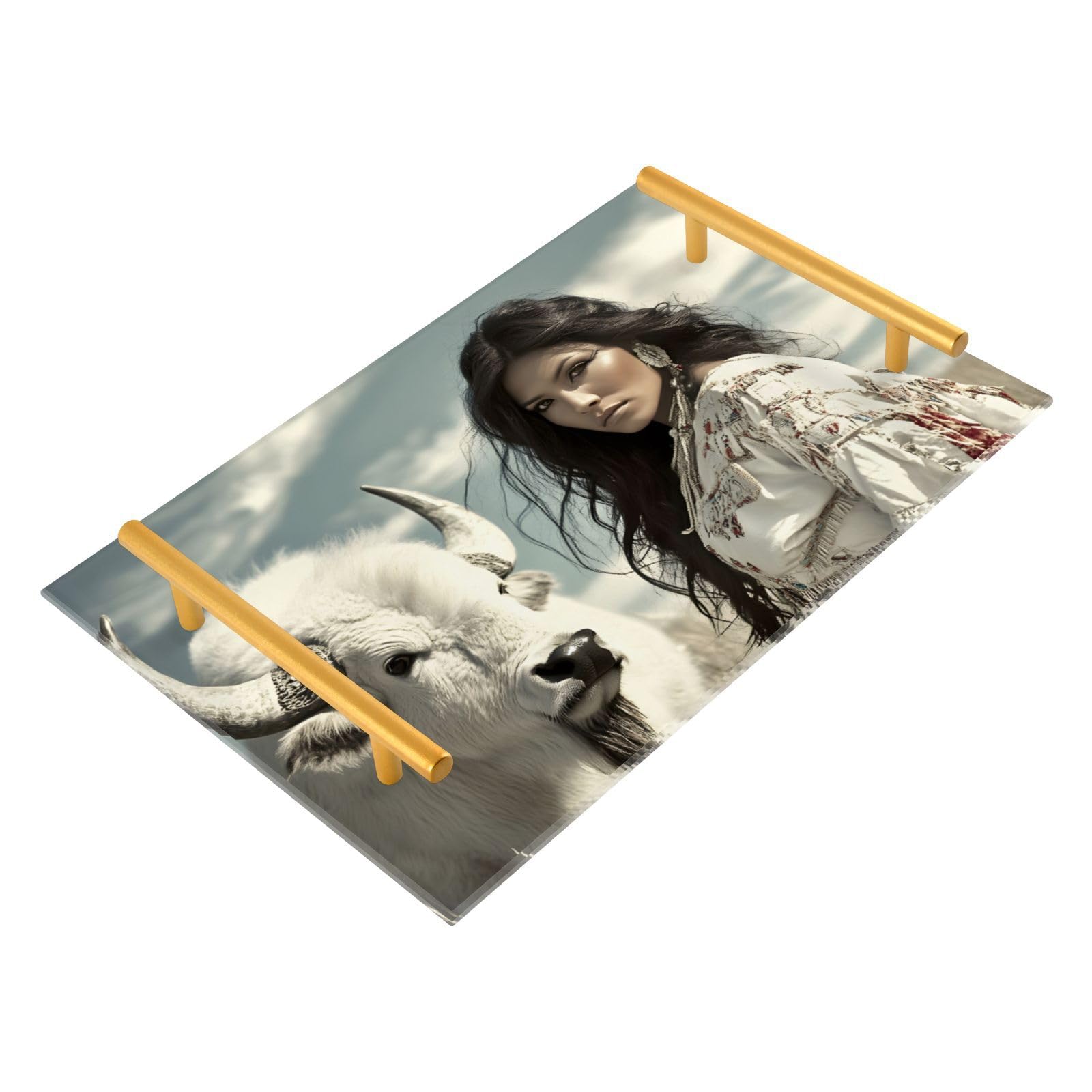 NFMILI Animal Woman Vanity Tray Rectangle Acrylic Bathroom Tray Serving Trays for Centerpieces Modern Home Decor for Kitchen Bathroom Bedroom Living Room 7.9 × 11.8 inch