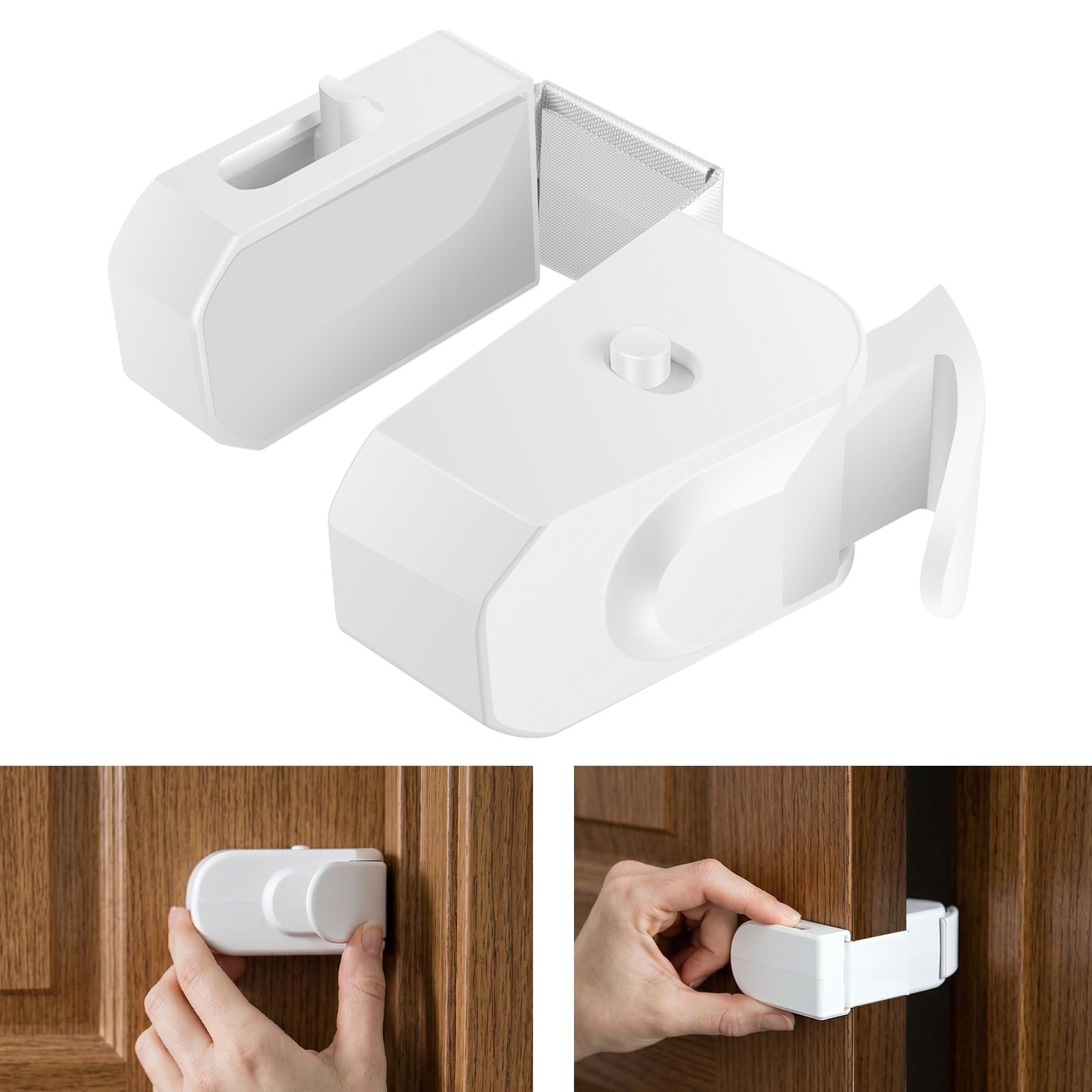 The Snap-On Door Lock, PET Child Locks for 3.5cm Thick Doors, No Tools or Adhesives Required, Proof Doors Lock Front Door, Simple Install, Home Safety Gift for Kids, Toddlers, Baby, Dogs, Cats