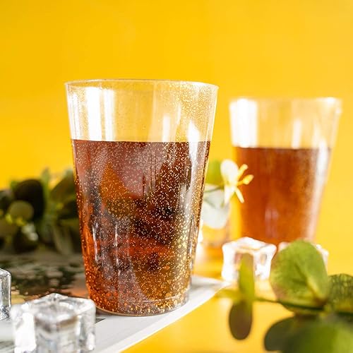 Miniatura 9 de N9R 300 cubiertos de plástico dorado + 100 vasos de plástico dorado + 60 platos de plástico blanco