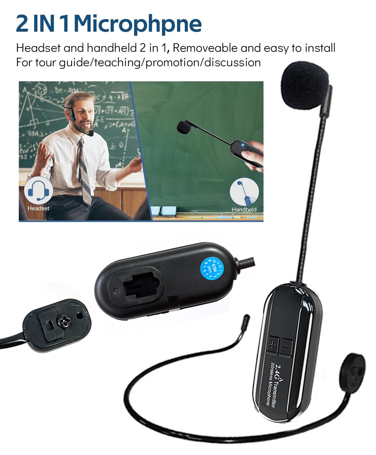 Amazon.com: EASJOY Wireless Microphone Headset 2.4G Wireless Mic