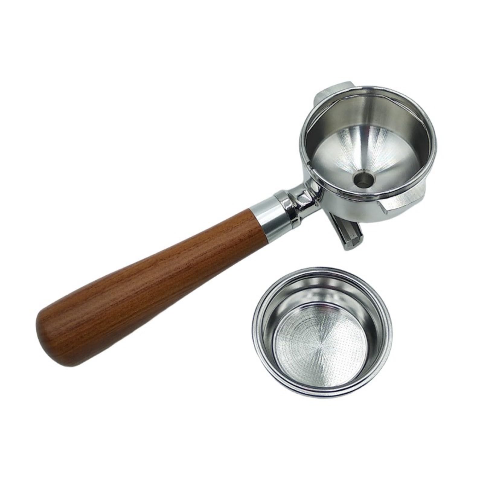 Kalttoy Natural Wood Handle 58mm Espresso Machines Portafilter Replacement Coffee Portafilter Suitable for Comfortable Grip Coffee Brewing Accessory