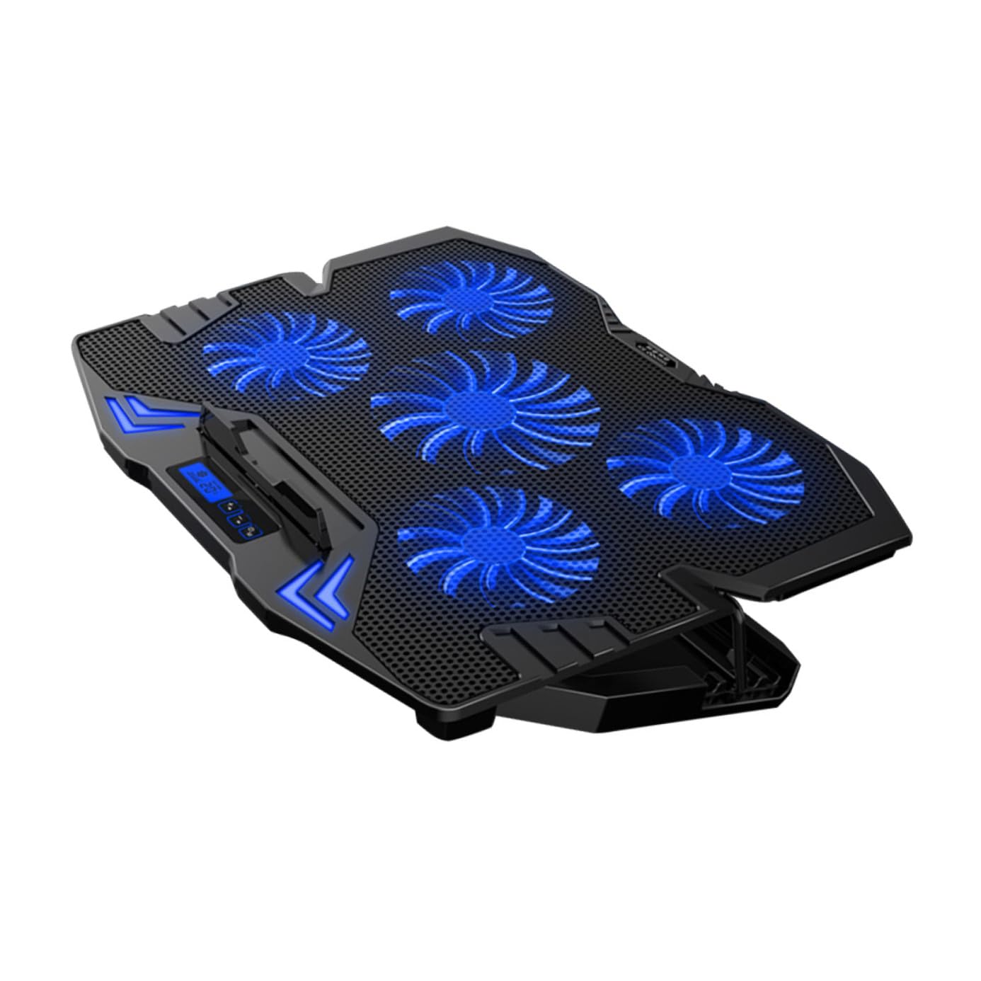 Refroidisseur Ordinateur Portable Réglable avec Ventilateurs Silencieux Support De Refroidissement pour Ordinateurs Portables Noir Et Bleu Version Tactile