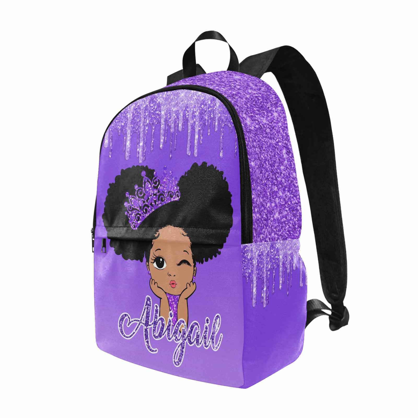 MyPhotoPrint Custom with Your Name Backpack Peekaboo Girl Purple Personalized Lightweight Book Bag for Teens Travel Hiking Camping Daypack