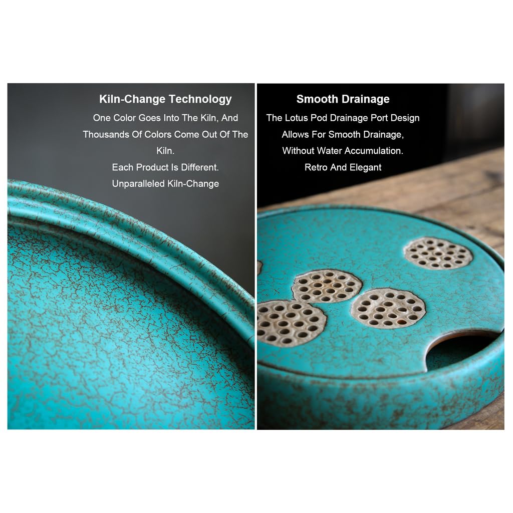 Taca na herbatę, ceramiczna taca na herbatę, chińska taca do serwowania herbaty z ociekaczem, stolik kawowy, taca na stół ze zbiornikiem na wodę, czajniczek do ceremonii parzenia herb