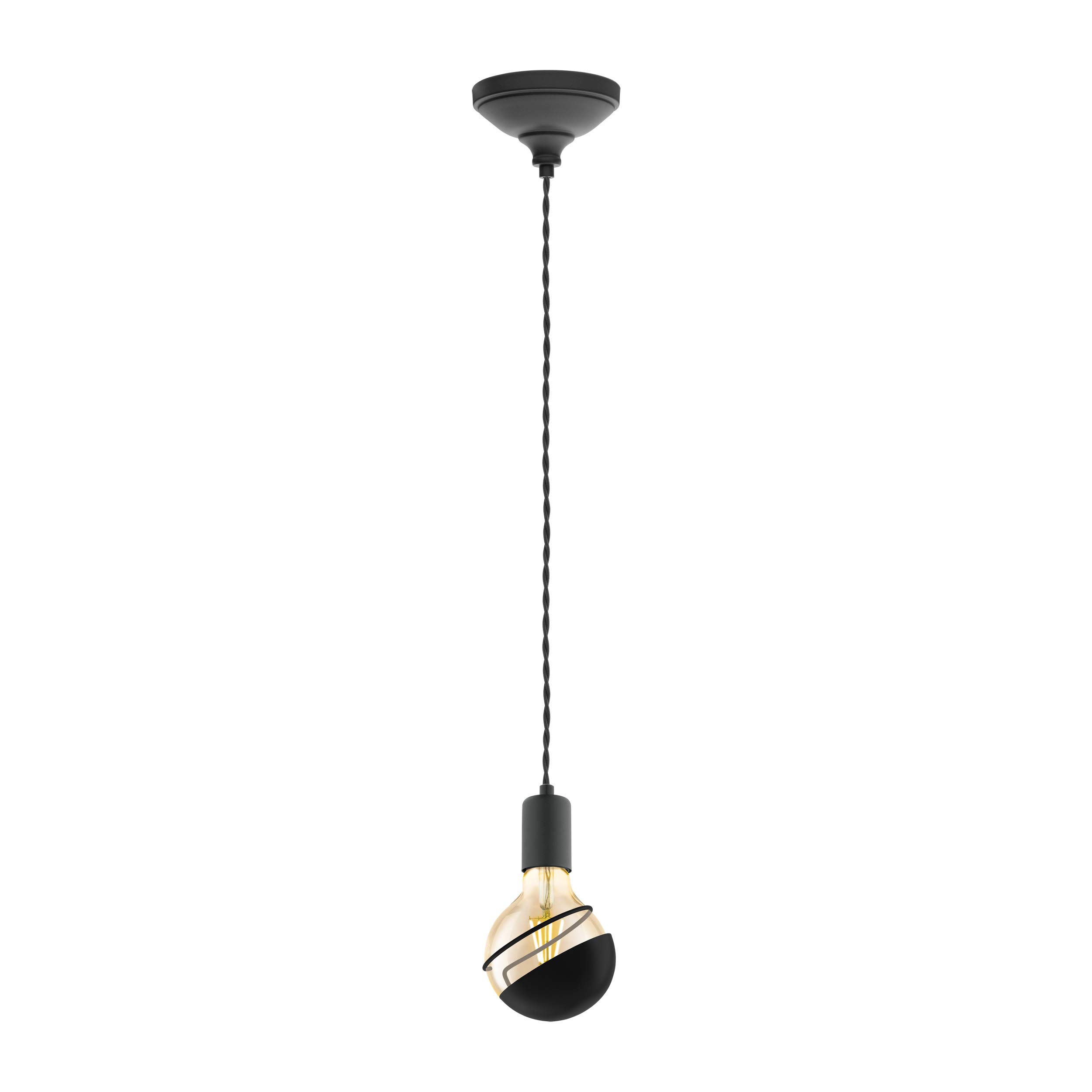 EGLO Decorative Anti-Glare Accessory for G95 Bulbs, Snap-on Light Bulbs, Anti-Glare Steel in Black, Matte, Diameter 9.7 cm - Image 4