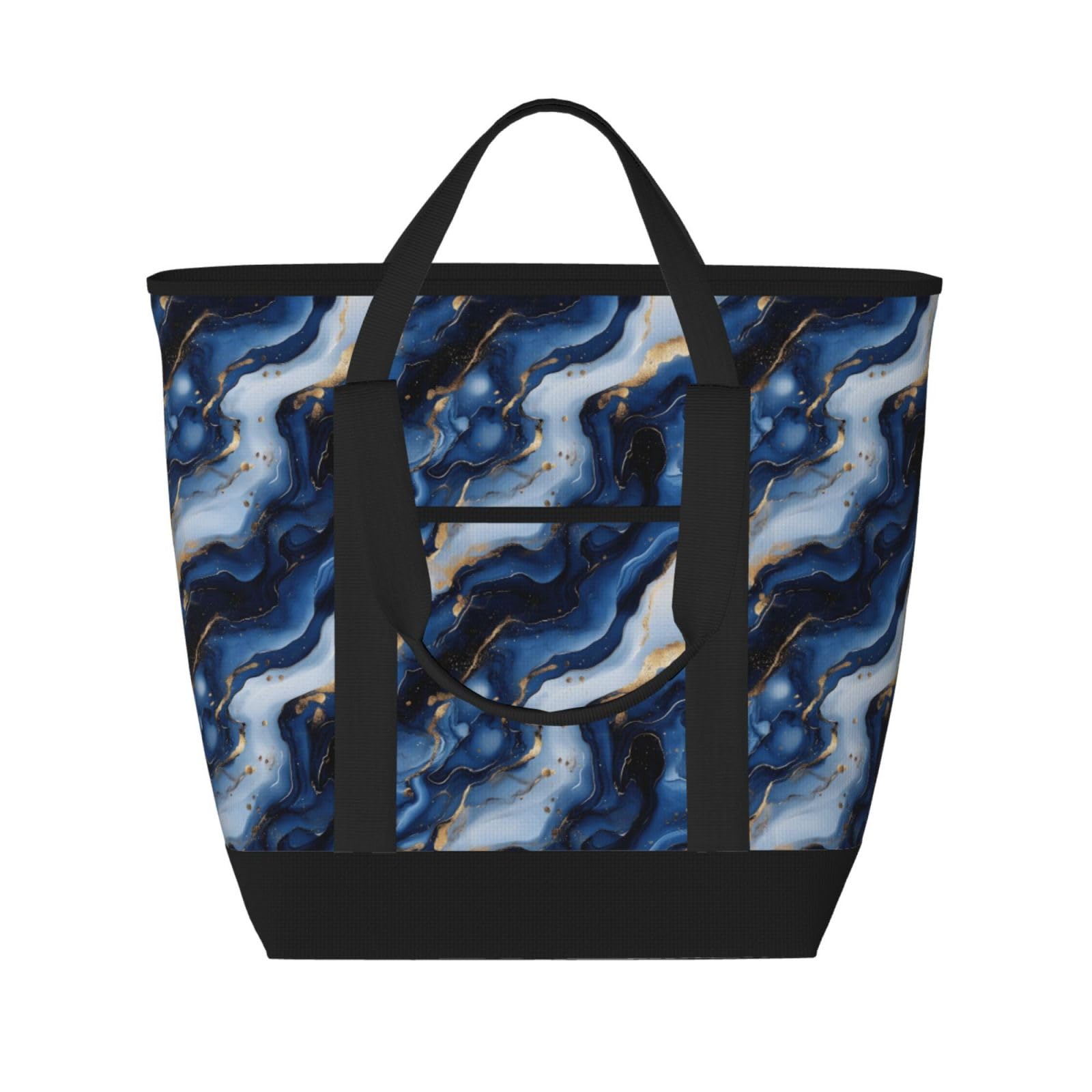 Sac d'épicerie isotherme chic imprimé bleu et doré grand sac de courses