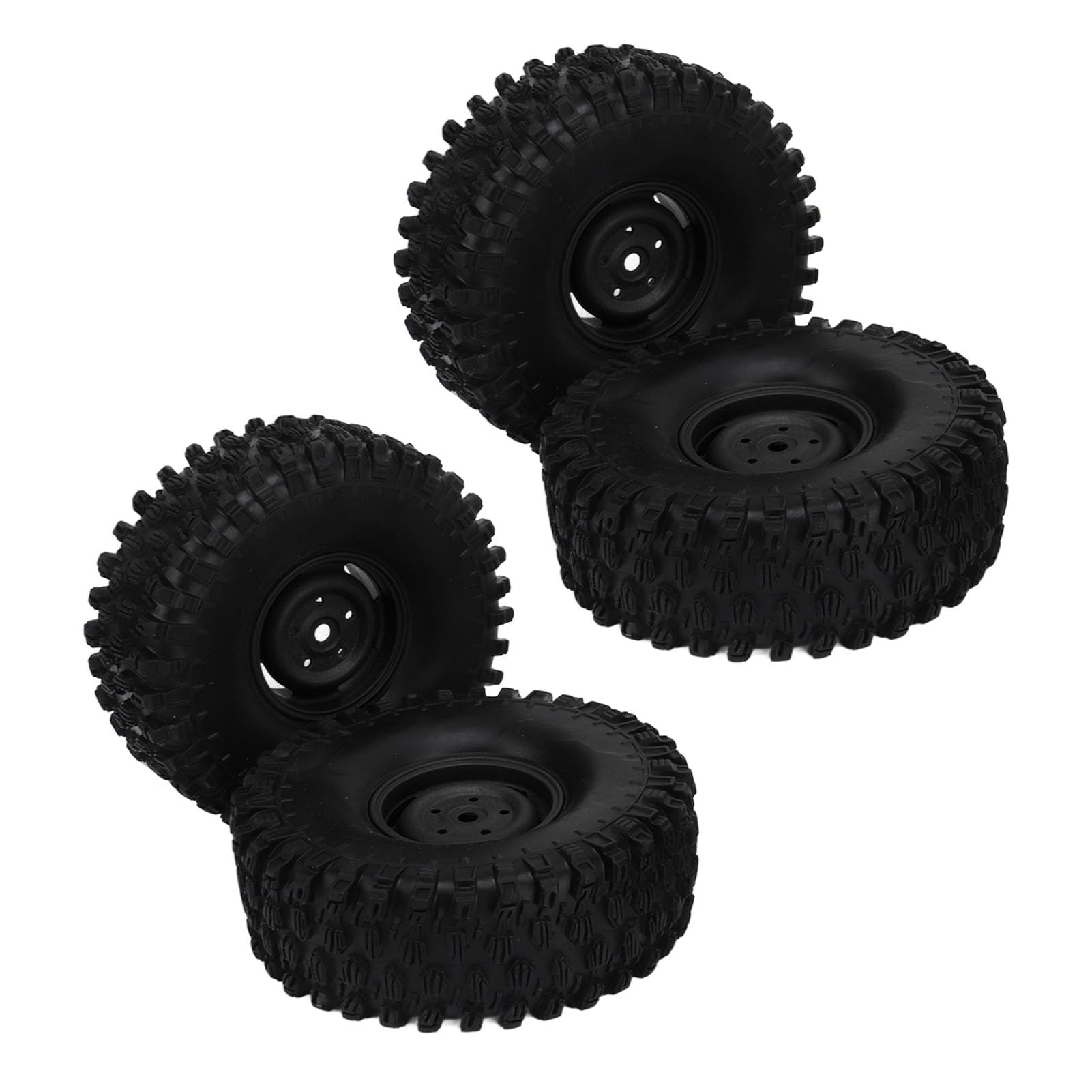SIXRUN Juego de ruedas RC de 4 piezas, neumáticos de plástico de 1,9 pulgadas y 120 mm de diámetro para coche todoterreno RC, rueda a escala 1:10 para todoterreno RC (negro)