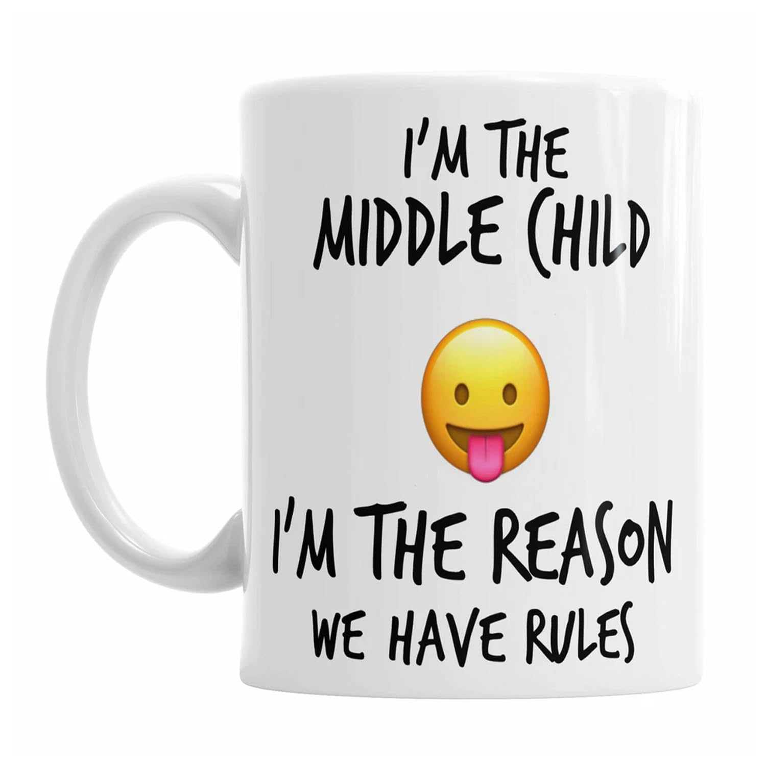 iTRONiK Mugs Family Siblings Youngest Middle Oldest Sisters Rules Funny Coffee Tea - Funny Set of Ceramic Photo Mugs (Middle Child)