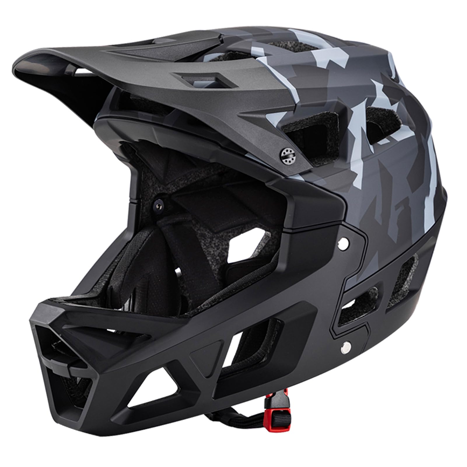 SHUAIGUO Full Face Mountain Bike Helmet Adult Racing Downhill Helmet for Men/Women Adult Mountain Bike Helmet with Visor Over 31 Vents,for head circumference 59-61cm (Camouflage Grey & L)