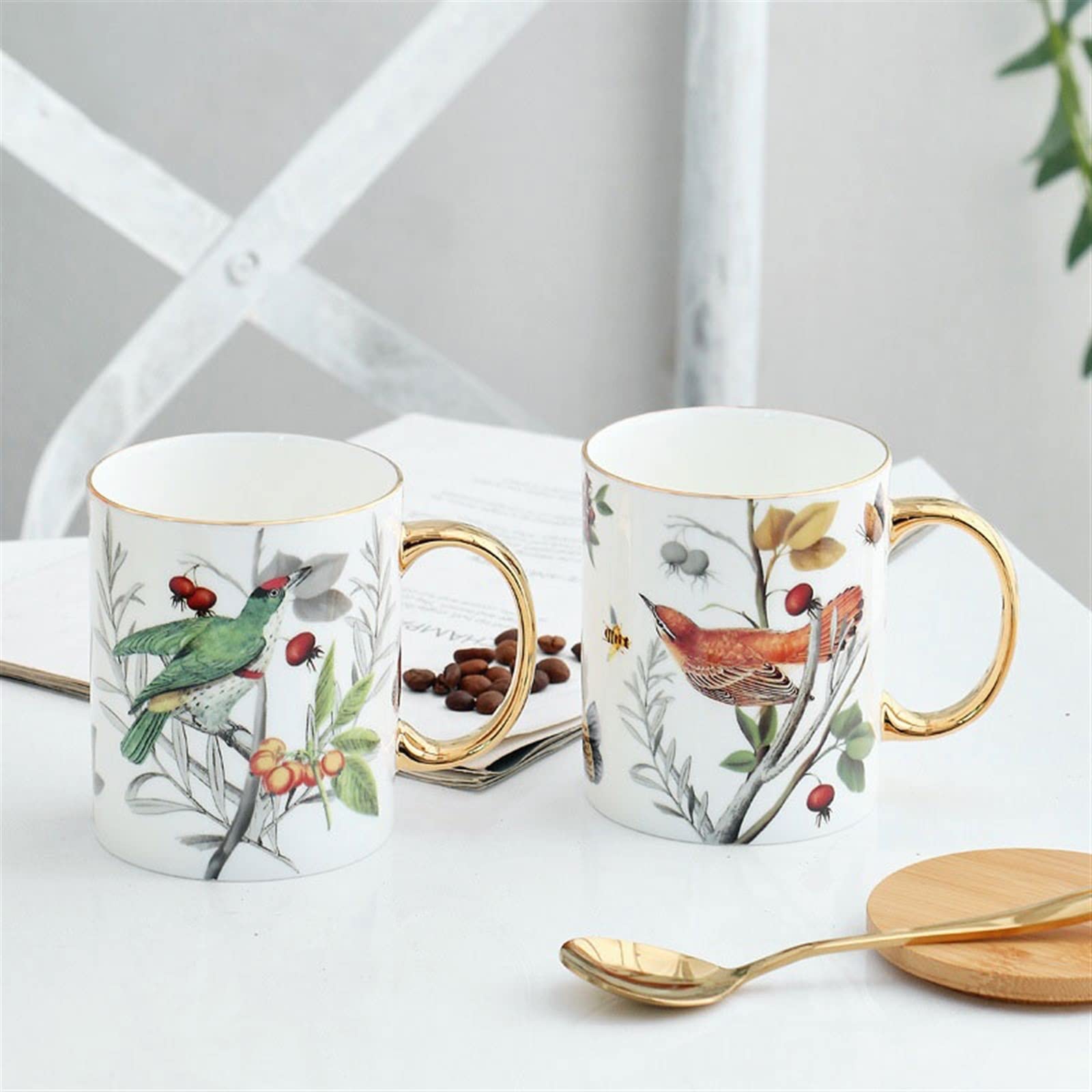 Ceramiczny kubek do kawy 300ML kreatywny ręcznie malowany kubek do picia kubek z porcelany kostnej biuro strona główna duża pojemność śniadanie kubek do mleka (B)