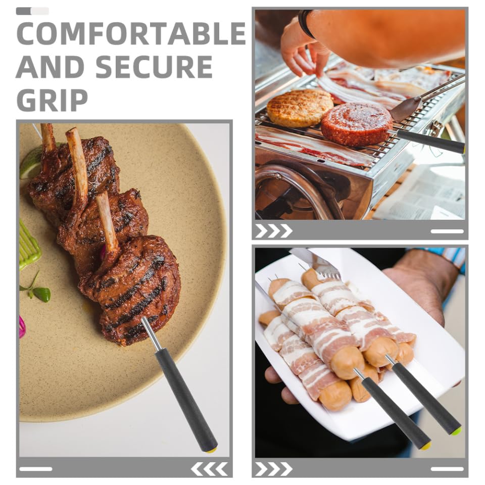 BESTOYARD 12pezzi Bastoncino Telescopico per Braciere Forchetta da Campeggio Estensibile per Arrostire Barbecue Falò Hot Dog Acciaio Inox Manico Ergonomico