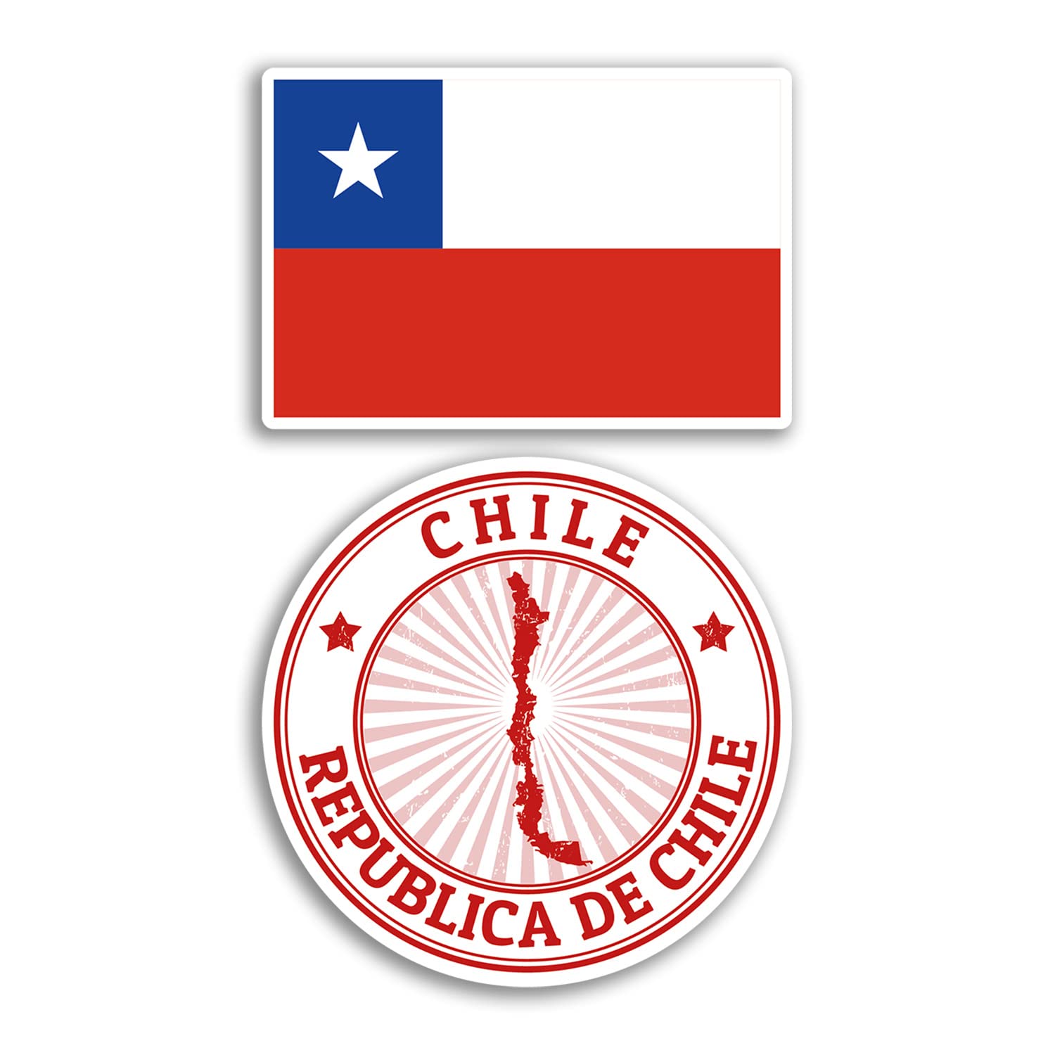 2 x 10cm Wide Chile Vinyl Stickers - Chilean Map Holiday Adventure Travel Country Scrapbooking Gift #78677