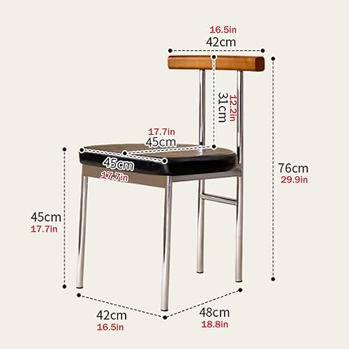 Miniatura 3 de Juego de sillas de comedor de 1246, sillas de comedor de metal, silla de cocina con cojín de cuero, silla retro sin brazos, para comedor, sala de