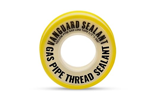 Teflon Gas Pipe Thread Sealant - PTFE Yellow Teflon Tape for Gas Fittings - 260" Length Pipe Thread Tape 1/2 inch High Resistance Leak Prevention - Propane Thread Seal Tape
