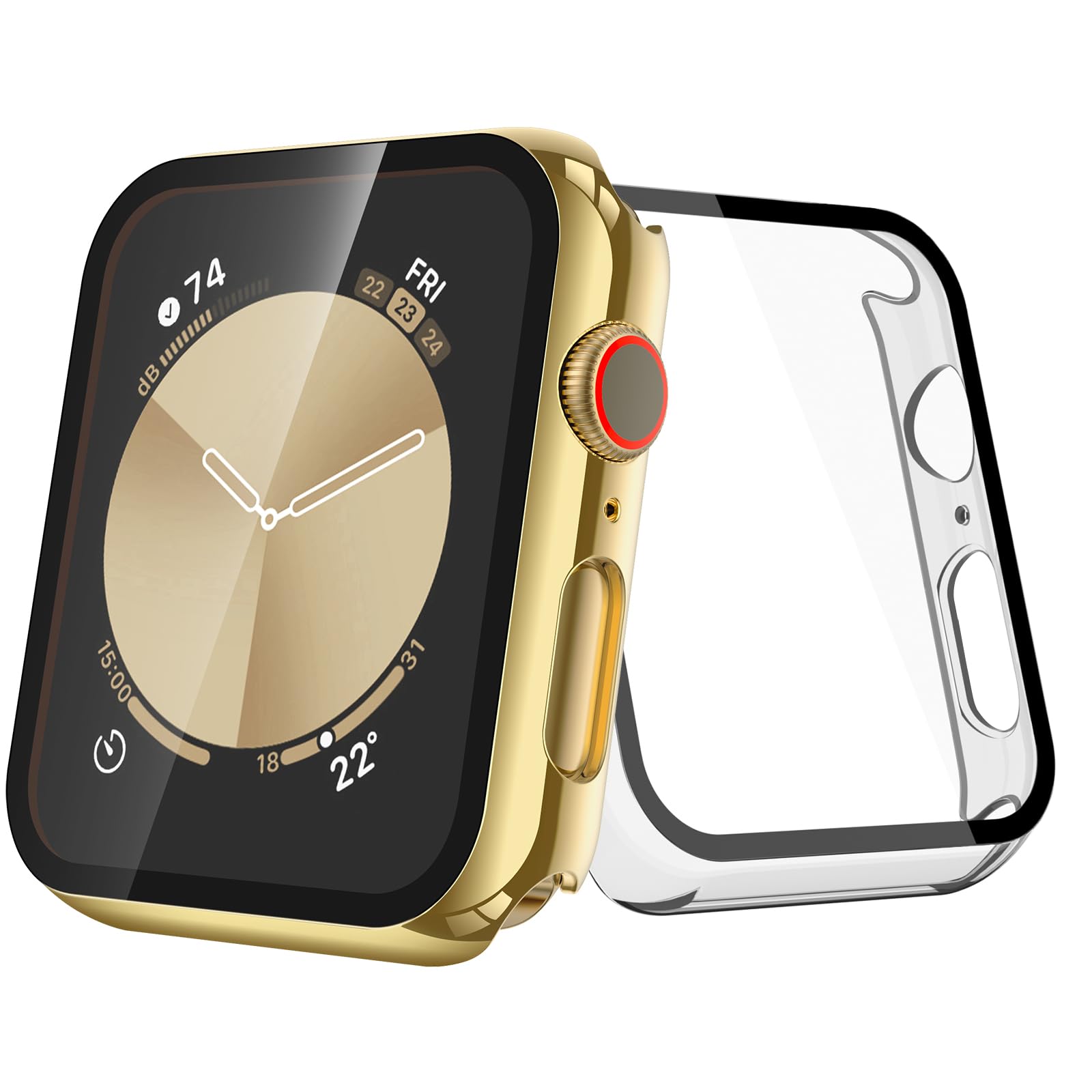 Photo 1 of [2-Pack] Julk 40mm Gold Cover with Screen Protector for New 2025 Apple Watch SE 3, 9H Tempered Glass with Slim Hard Protective Case for iWatch Series SE/6/5/4 40mm [1 Gold + 1 Transparent]