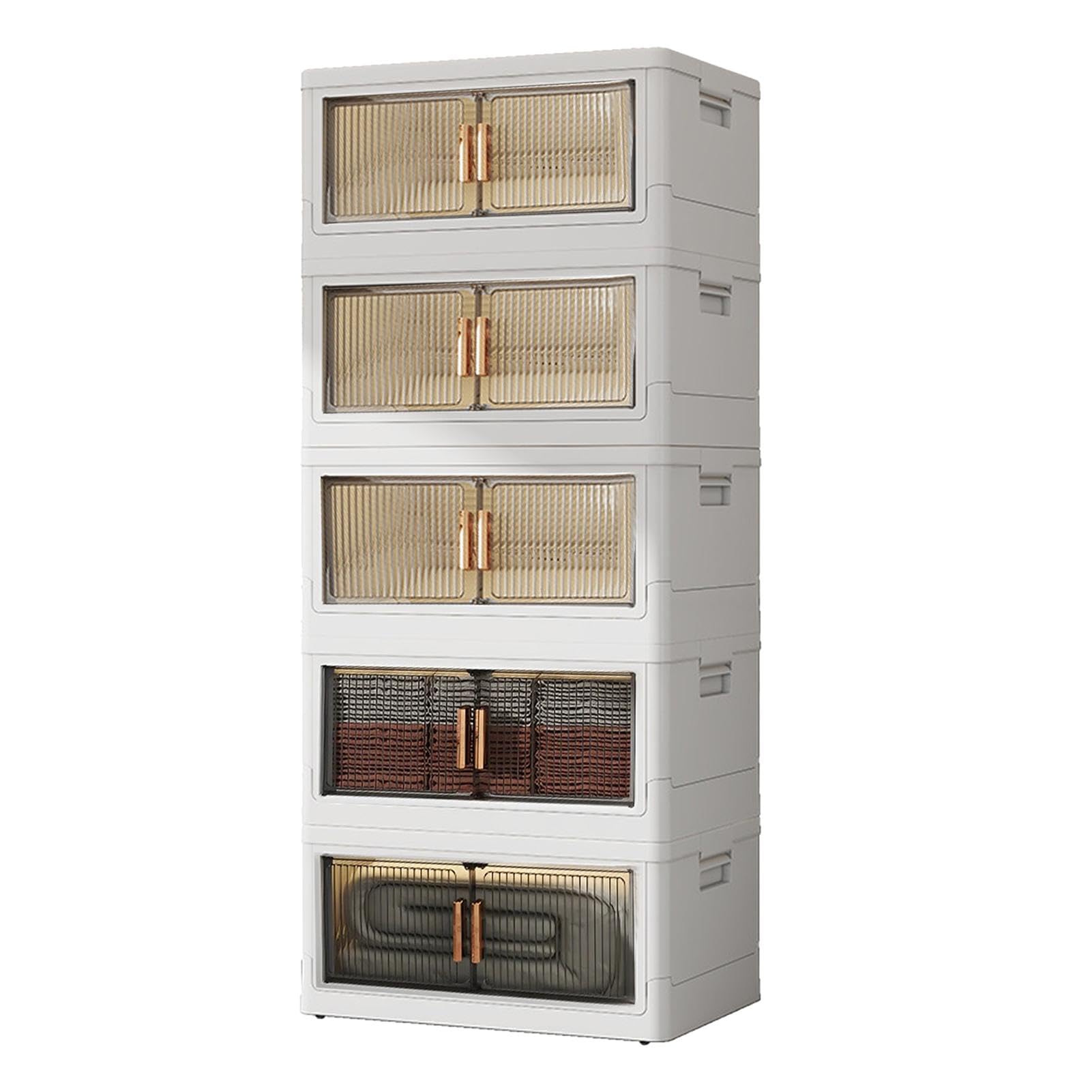 Organisateur de rangement empilable pliable et grand cube modulable à portes