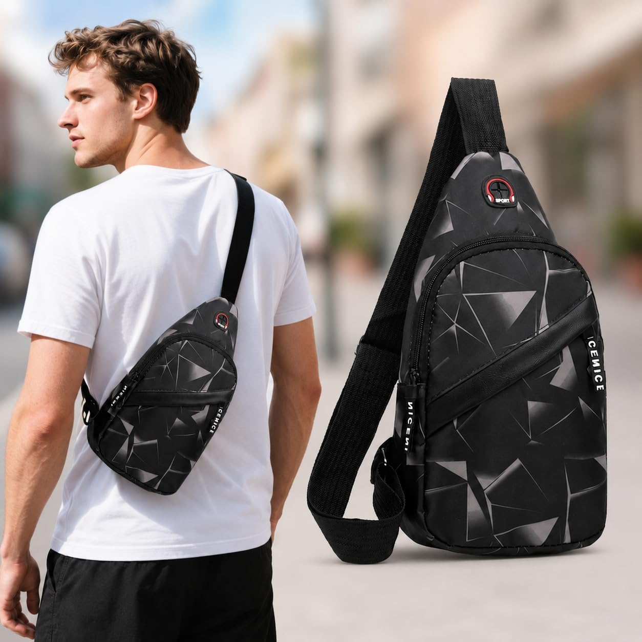 Women’s Crossbody Sling Bag, Lightweight Chest Backpack with Adjustable Shoulder Strap for Travel, Hiking, Sports