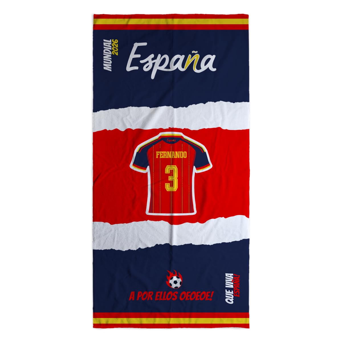 Toalla Personalizada Selección Española Mundial 2026 con Nombre y Número Camiseta España Regalo Original 70x140