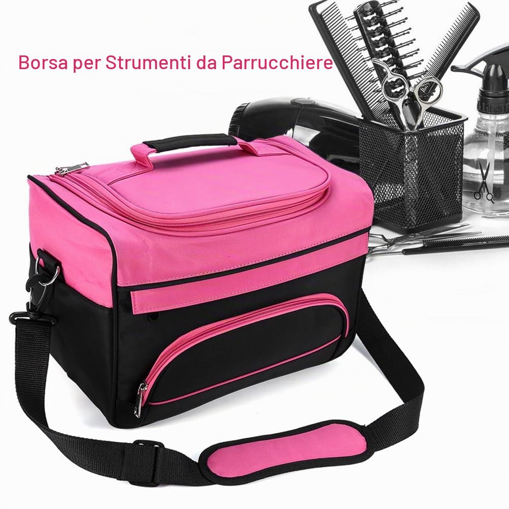 Brrnoo Borsa per parrucchieri, borsa a tracolla per strumenti di parrucchiere, valigie portatili per parrucchieri, grande capacità, per asciugacapelli e raddrizzatori, forbici e pettine