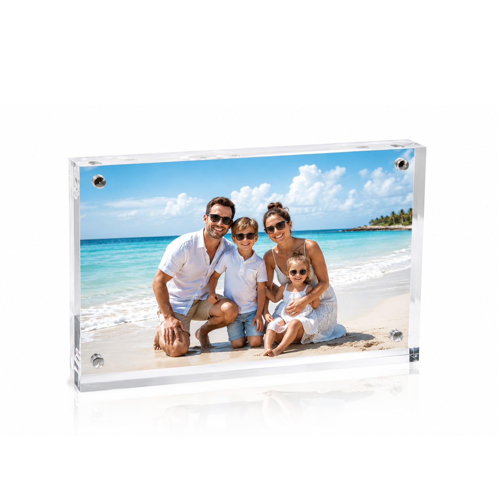 Frameless Picture Frames,2.5x3.5 Magnetic Acrylic Photo Frame,Double Sided