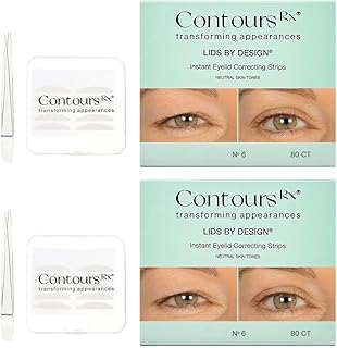 Contours Rx Lids by Design - Non-Surgical & Transparent Eyelid Lift Strips - for a More Youthful-Looking Appearance, Lid Lifting Treatment, Eyelid Tape for Hooded Eyes (6mm)160ct