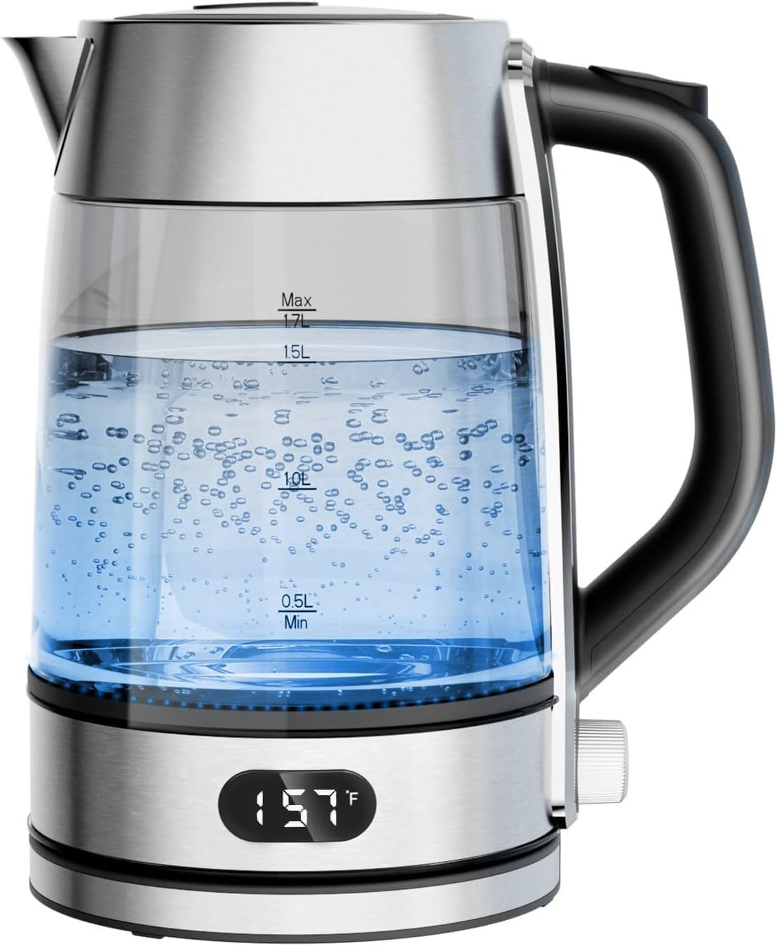 Kismile Electric Kettle, Color-Changing Light, 7 Adjustable Temp Settings & 2h Keep Warm, Auto Shut-Off, 1.7L 1500W Water Boiler for Coffee & Tea, Borosilicate Glass