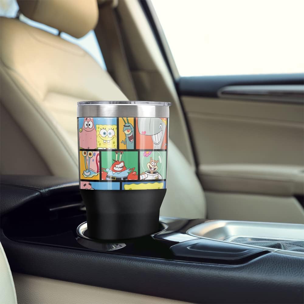 Spongebob OFFICIAL Spongebob Tile Pattern 30 oz Travel Tumbler, Stainless Steel, Vacuum Insulated with Leak Resistant Slide-Lock Lid