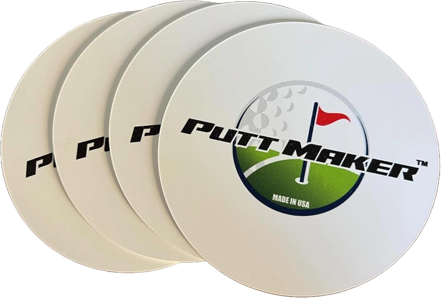 Putt Maker Putting Discs 4-Pack, Stocking Stuffer for Golfers, Golf Training Disk Accessories, Practice Aid for Green or Indoor, Flat Cup Ghost Hole Works Great as Golf Simulator Hole: Made in USA