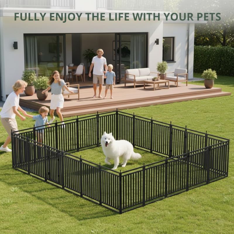 Dog Playpen Dog Fence Outdoor for Yard 40" H with 16 Panels Sturdy Portable Puppy Playpen for Indoor Outdoor RV Camping Use - Black Silver