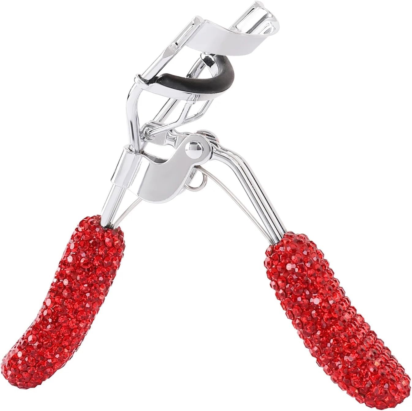 Color Curled Eyelash Curler Makeup Portable Beauty Tool Wide-Angle Eyelash Curler Diamond Eyelash Aid(Red-1)