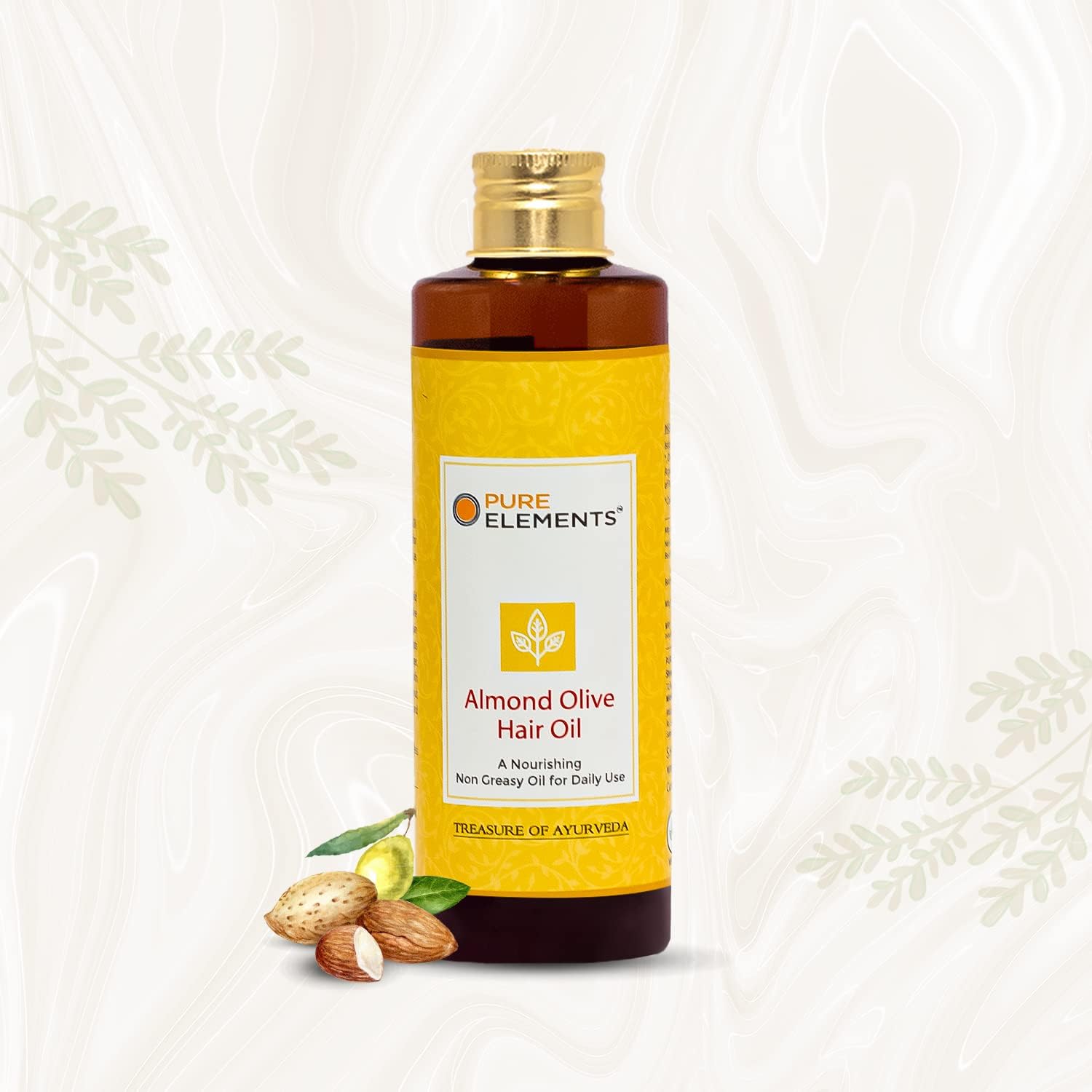 PURE ELEMENTS Almond Olive Daily Use Nourishing Hair Oil natural product Free from Mineral Oil, Silicone and Paraffin Oil - 180 ML)