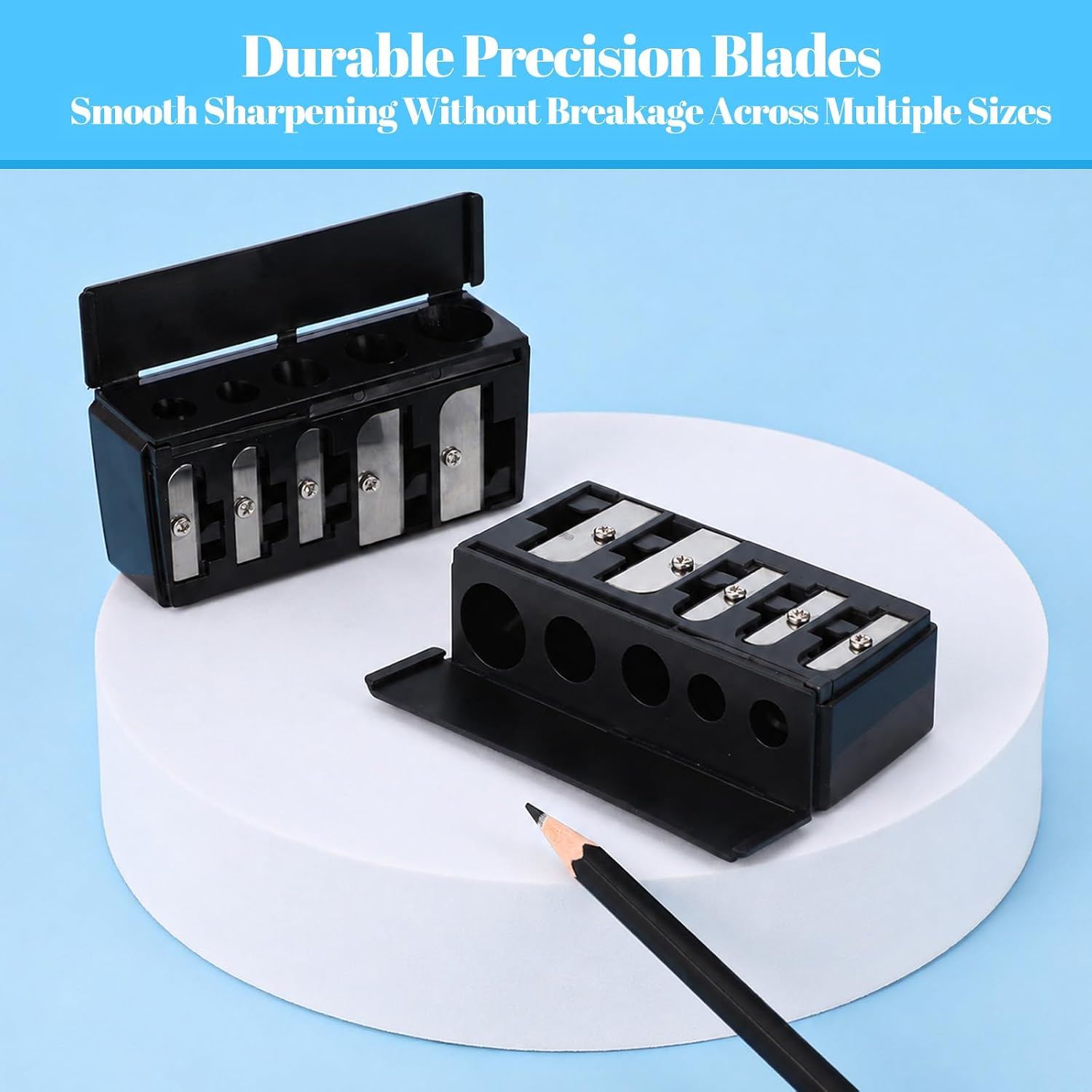 SHENLIU 2 Pcs Eyebrow Pencil Sharpener with Sandpaper - 5 Hole