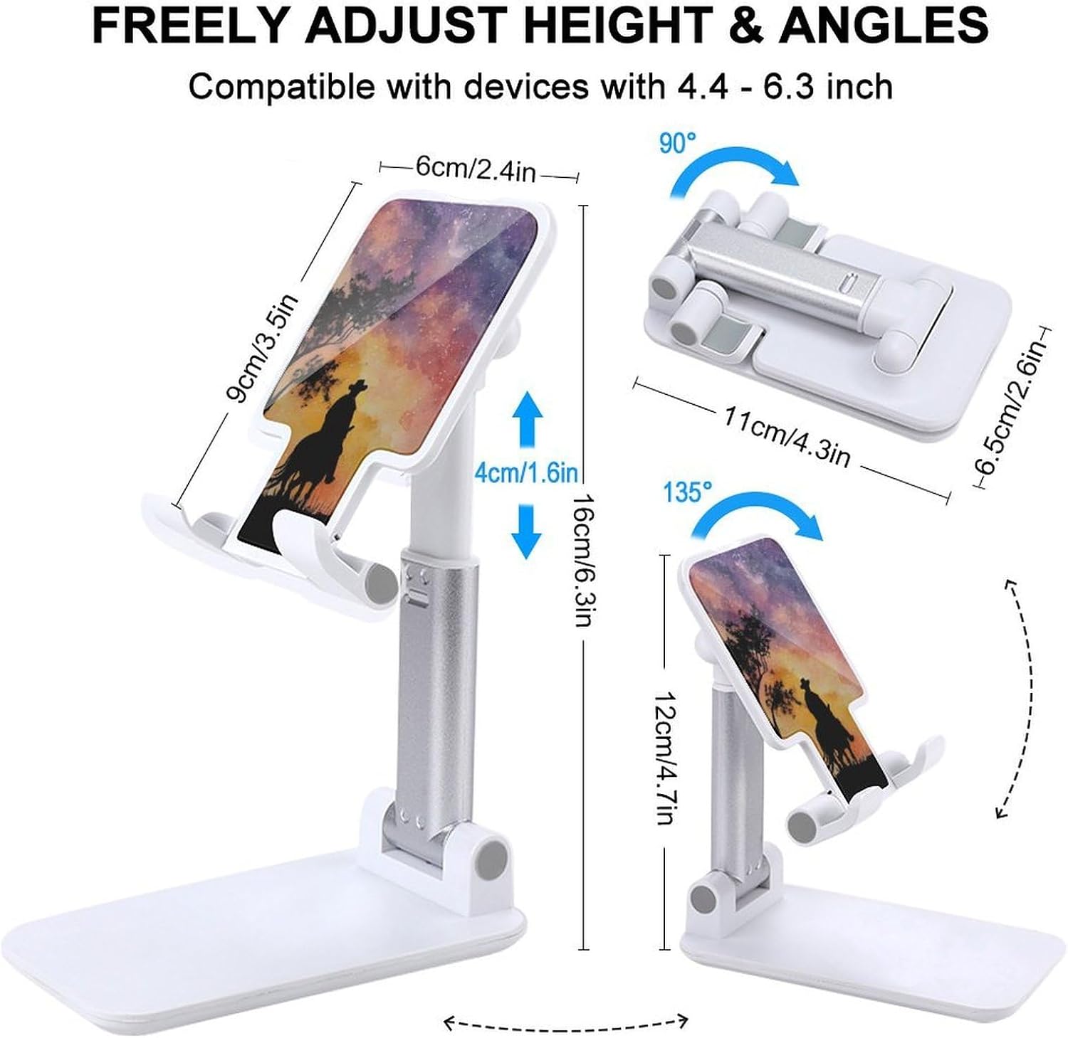 Western Horseback Starry Night Cell Phone Stand for Desk Phone Holder Mount image 2