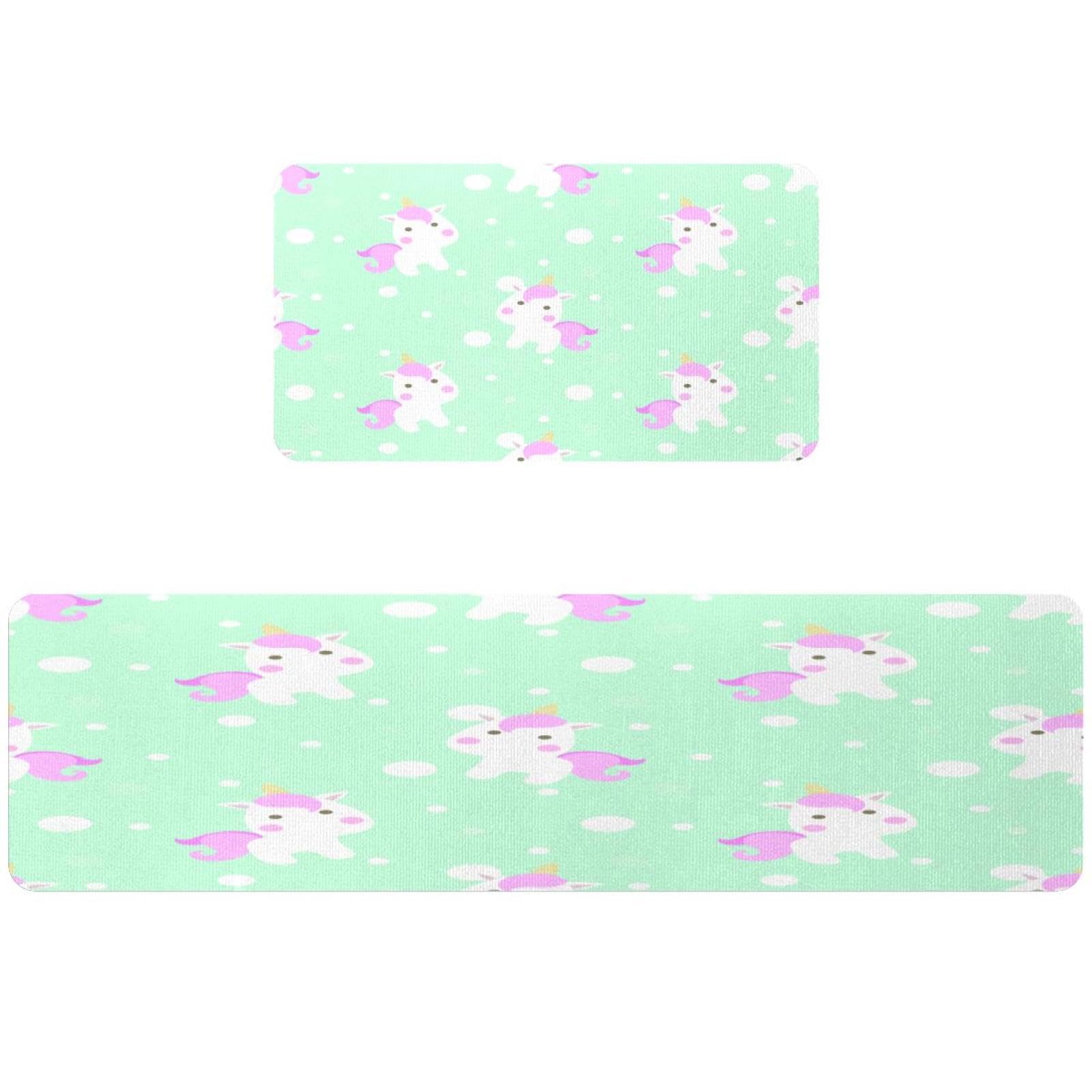 Alfombrillas de cocina de unicornio bebé de 2 piezas lavables y absorbentes