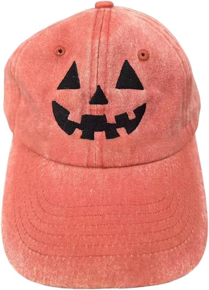 Unisex Autumn Halloween Pumpkin Face Baseball Hat,Jack-o Lantern Pumpkin Embroidered Hat