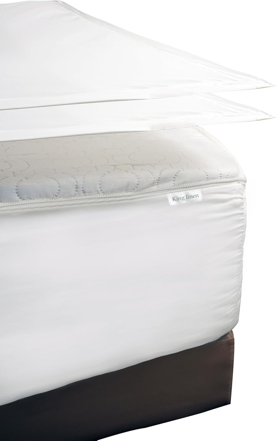 Zipper Fitted Sheet- Includes 1 Fitted Base & 2 Zip-On Sheets - Upto 15” Inch Deep Pockets Queen Size Zipper Fitted Sheets - Soft Cotton 600 TC Fitted Sheet - White Color