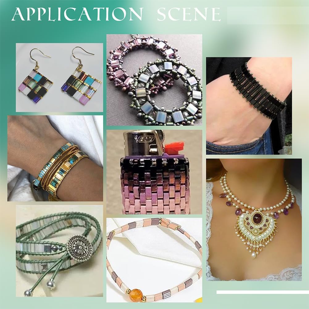 PH PandaHall 280pcs 14 Colors 2 Hole Seed Beads Green Tila Drawbench Flat Square Glass Loose Spacer Beads for Multi-Strand Bracelet Necklace DIY Craft Making, 5x4.55.5mm - Image 6