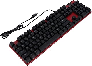 メカニカルキーボード、104キーメカニカルゲーミングキーボードRGB LEDバックライト付きキーキャップ赤軸の有線人間工学に基づいたコンピューターキーボード、ホームオフィスPC用 (赤)