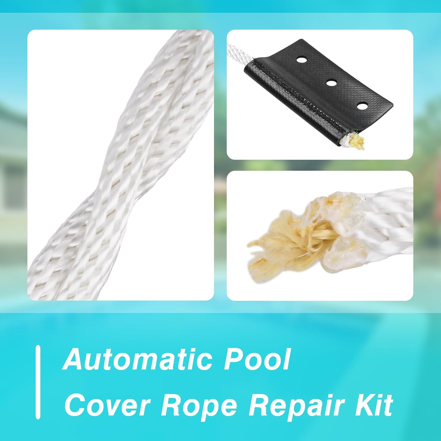 150 ft Pool Cover Rope Repair Kit Compatible with Most Coverstar, Automatic Pool Covers inc and Pool Covering Systems of Pool Cover Specialists Since 2017 That Use 3-Hole Rope Tabs