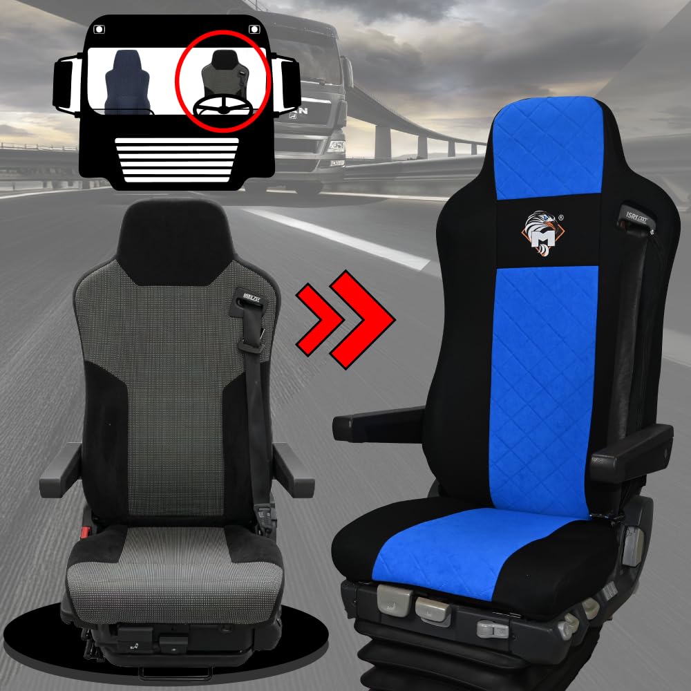 SABA Funda de Asiento para Man TGA 2000, TGM, TGL 2005, TGX, TGS 2007, 1 cinturón de Seguridad Azul Accesorios de protección para Asientos de Camiones
