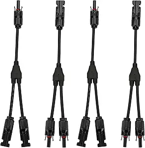 XYRIS Solar Connectors Y Branch Parallel 1 to 2 Adapter Cable Wire Plug Tool Kit for Solar Panel (M/FF+F/MM, 2 Pair)
