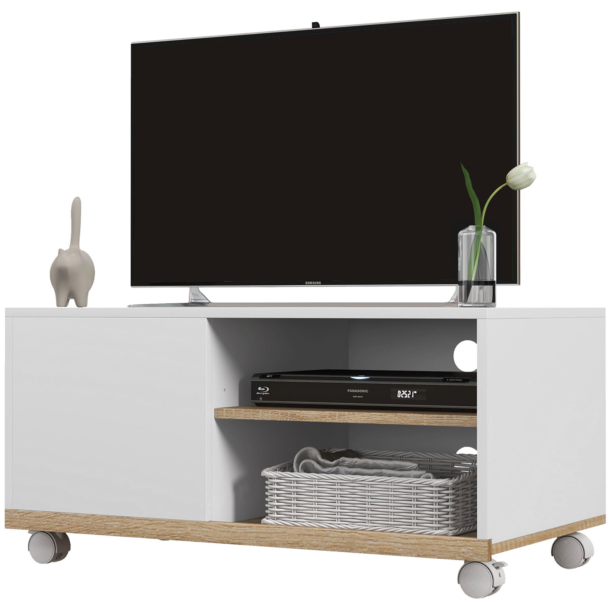 scaffale tv rotabile con cabina e scaffali regolabili colore nero