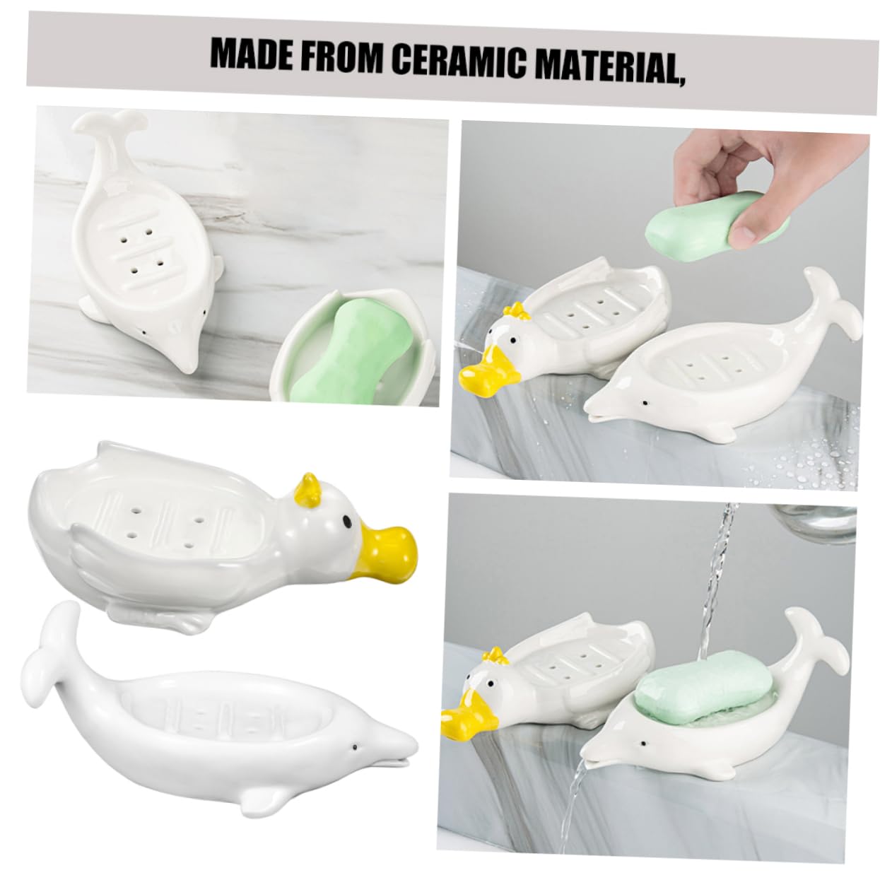TOPBATHY 2piezas Jabonera Cerámica Animal Bañera Cocina Organizador Lavabo Portátil Escurridor