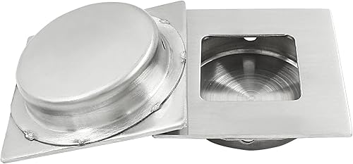 Miniatura 5 de 2 tiradores de puerta cuadrados empotrados con bolsillo empotrado, acero inoxidable 304 níquel cepillado para puerta corrediza para cocina y