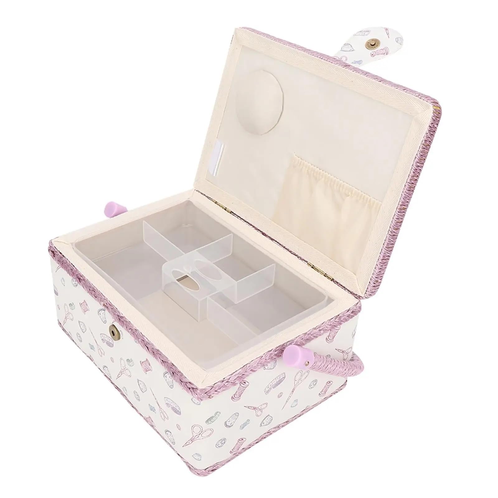 Scatola da cucito Cestino vintage Tessuto artigianale Filo portaoggetti Organizer